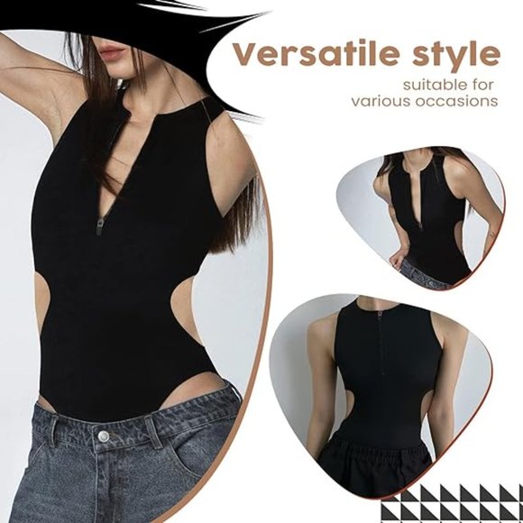 (2 Medium - 1 black & 1 green) NWOT UniikStuff Cut Out Shapewear Bodysuits - Picture 5 of 13